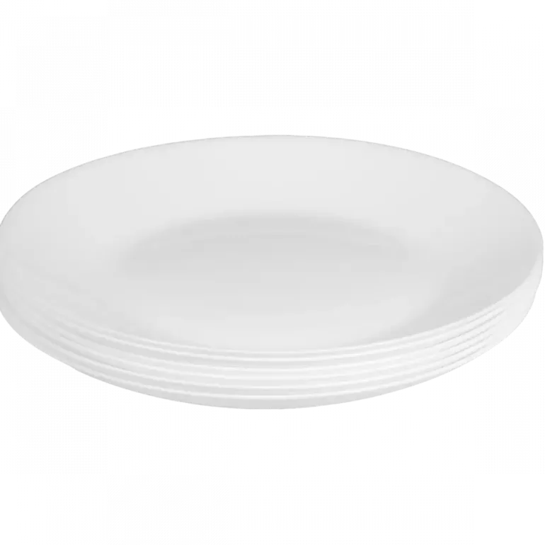 PRIMA DECO CLASSIC Komplet obiadowy OPALEX 18 el dla 6 os / z miseczką / biały / szkło hartowane