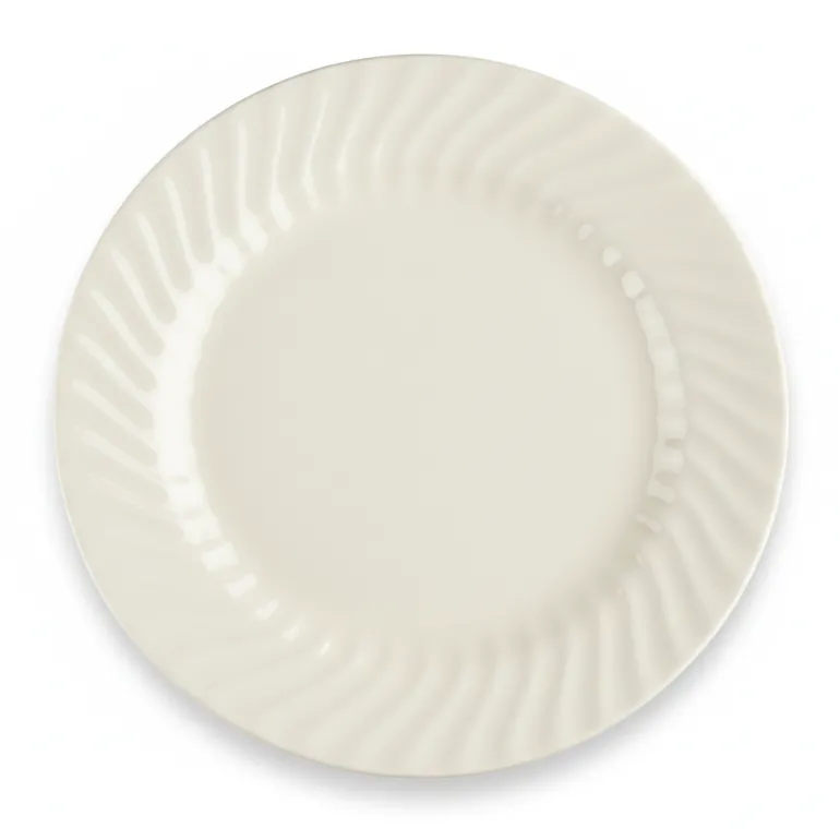 PRIMA DECO EMBOSS Talerz porcelanowy obiadowy 27 cm karbowany ecru
