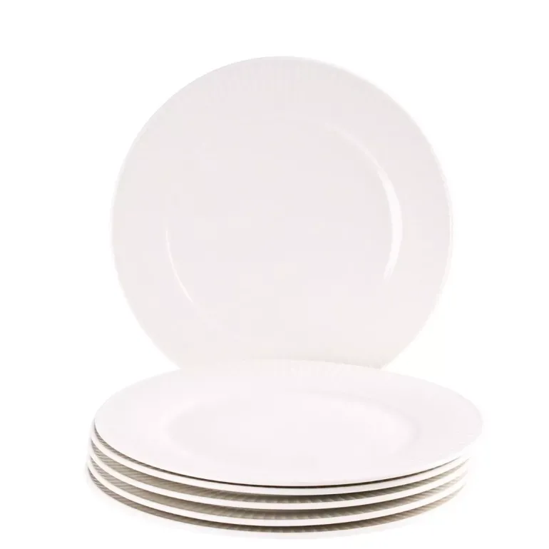 PRIMA DECO HARMONY Komplet obiadowy 54 el dla 18 os / ryflowany / prążek / ecru / porcelana