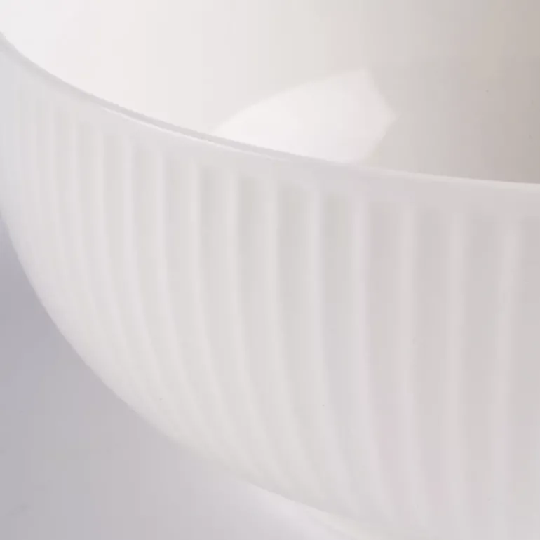 PRIMA DECO HARMONY Komplet obiadowy 36 el dla 12 os / ryflowany / prążek / ecru / porcelana