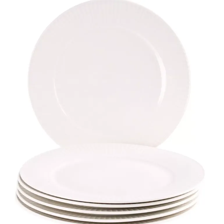 PRIMA DECO HARMONY Komplet obiadowy 36 el dla 12 os / ryflowany / prążek / ecru / porcelana