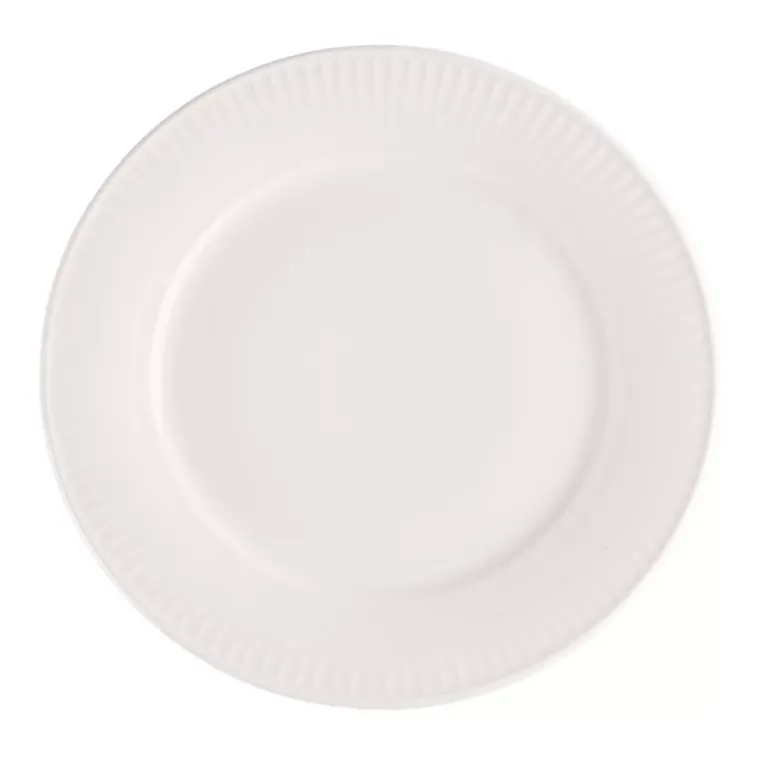 PRIMA DECO HARMONY Komplet obiadowy 36 el dla 12 os / ryflowany / prążek / ecru / porcelana