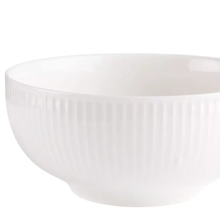 PRIMA DECO HARMONY Komplet obiadowy 36 el dla 12 os / ryflowany / prążek / ecru / porcelana