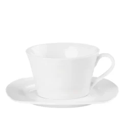 PRIMA DECO Komplet filiżanka ze spodkiem 220 ml biała kwadrat