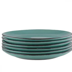 PRIMA DECO Komplet obiadowy 48 el dla 12 os / turkusowy / kamionka