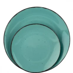 PRIMA DECO Komplet obiadowy 48 el dla 12 os / turkusowy / kamionka