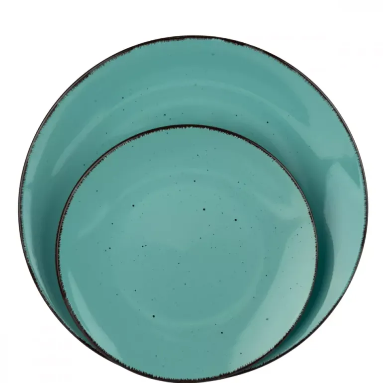 PRIMA DECO Komplet obiadowy 48 el dla 12 os / turkusowy / kamionka