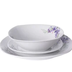 PRIMA DECO Komplet obiadowy 36 el dla 12 os IRYS / kwadratowy / porcelana