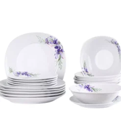PRIMA DECO Komplet obiadowy 36 el dla 12 os IRYS / kwadratowy / porcelana