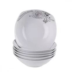 PRIMA DECO Komplet obiadowy 36 el dla 12 os SZARA RÓŻA / kwadratowy / porcelana