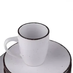 PRIMA DECO Komplet obiadowy 72 el dla 18 os biały / kamionka