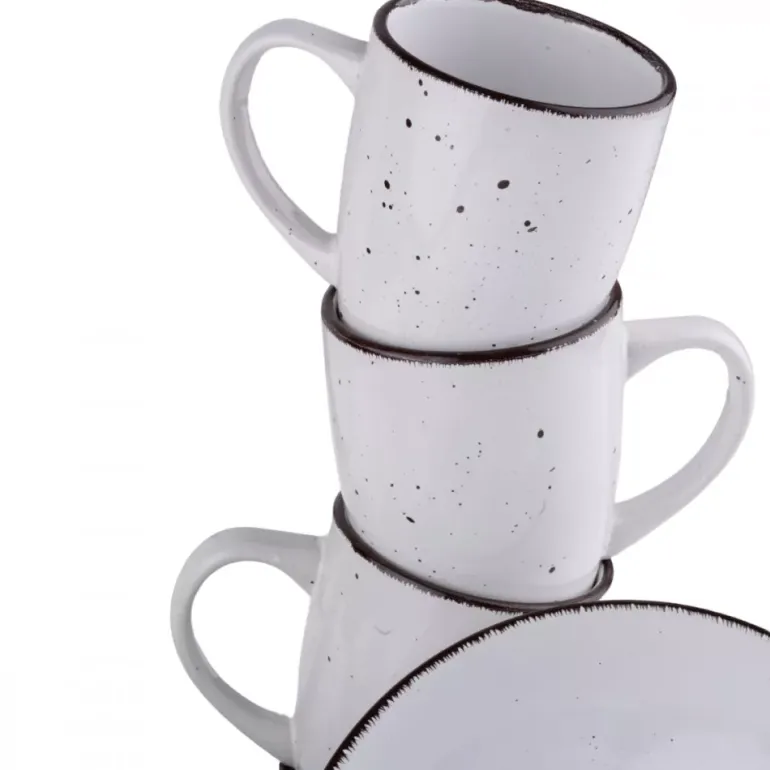 PRIMA DECO Komplet obiadowy 72 el dla 18 os biały / kamionka