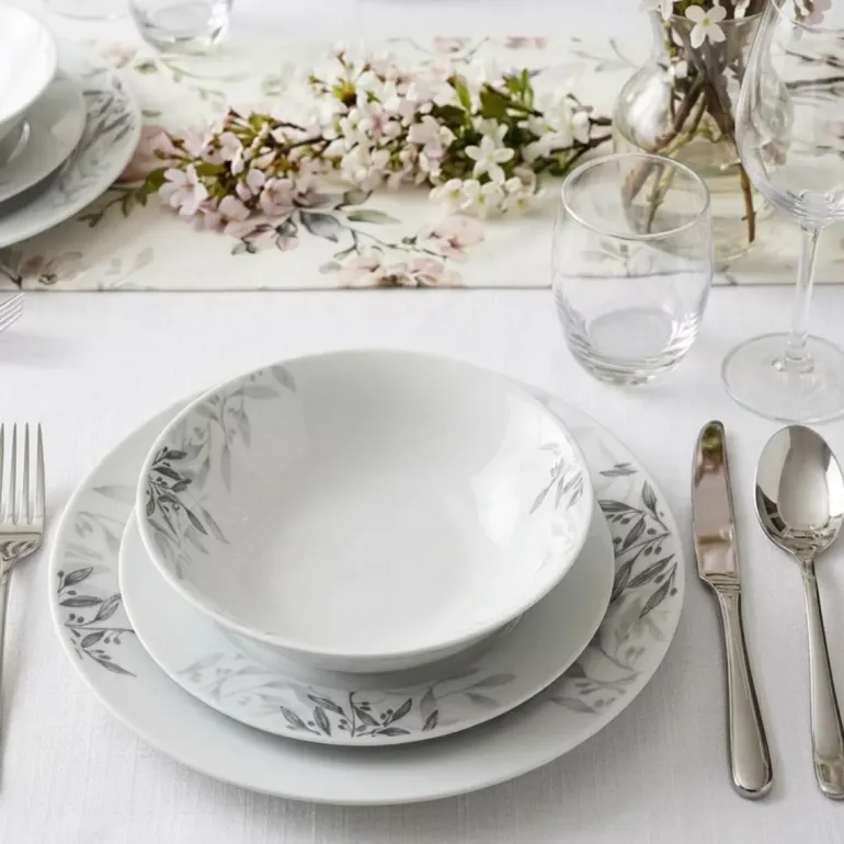PRIMA DECO Komplet obiadowy 36 el dla 12 os NATURA / okrągły / porcelana