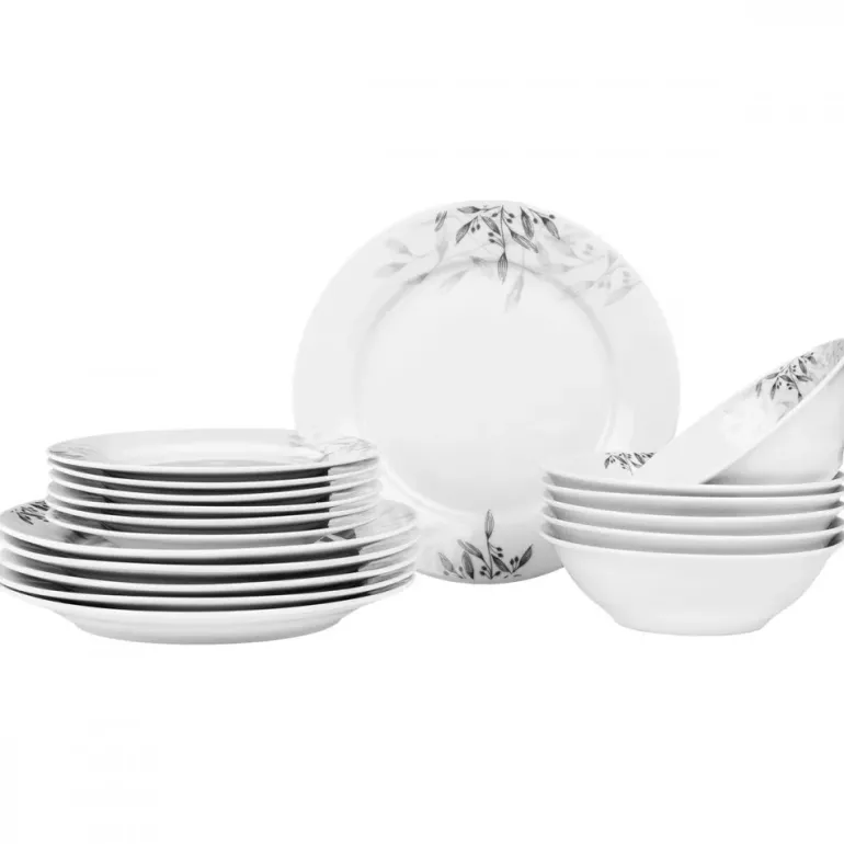 PRIMA DECO Komplet obiadowy 36 el dla 12 os NATURA / okrągły / porcelana