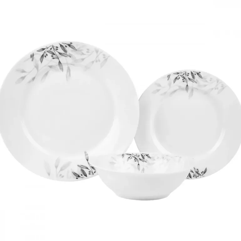 PRIMA DECO Komplet obiadowy 36 el dla 12 os NATURA / okrągły / porcelana