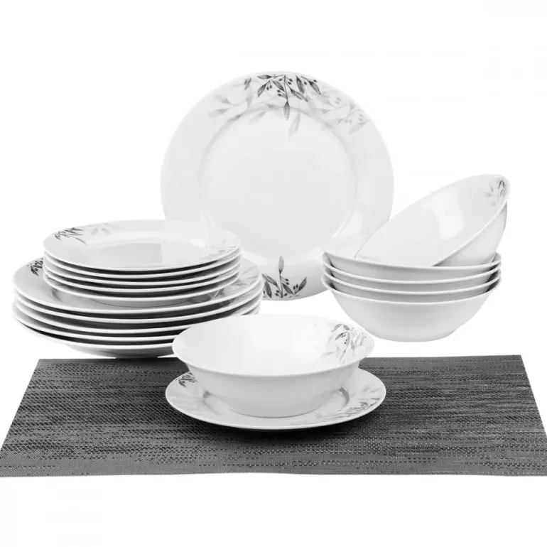 PRIMA DECO Komplet obiadowy 36 el dla 12 os NATURA / okrągły / porcelana