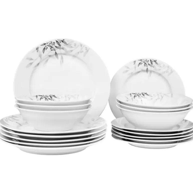 PRIMA DECO Komplet obiadowy 36 el dla 12 os NATURA / okrągły / porcelana