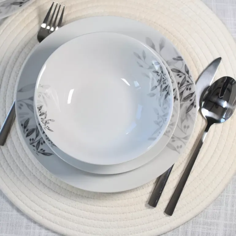 PRIMA DECO Komplet obiadowy 36 el dla 12 os NATURA / okrągły / porcelana