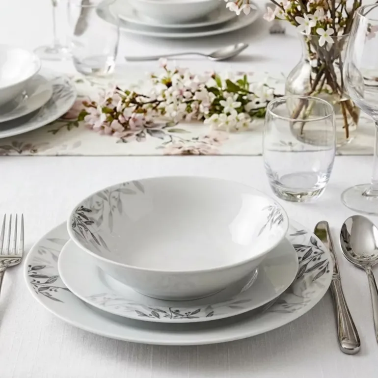 PRIMA DECO Komplet obiadowy 36 el dla 12 os NATURA / okrągły / porcelana