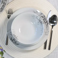 PRIMA DECO Komplet obiadowy 36 el dla 12 os NATURA / okrągły / porcelana