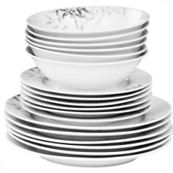 PRIMA DECO Komplet obiadowy 36 el dla 12 os NATURA / okrągły / porcelana