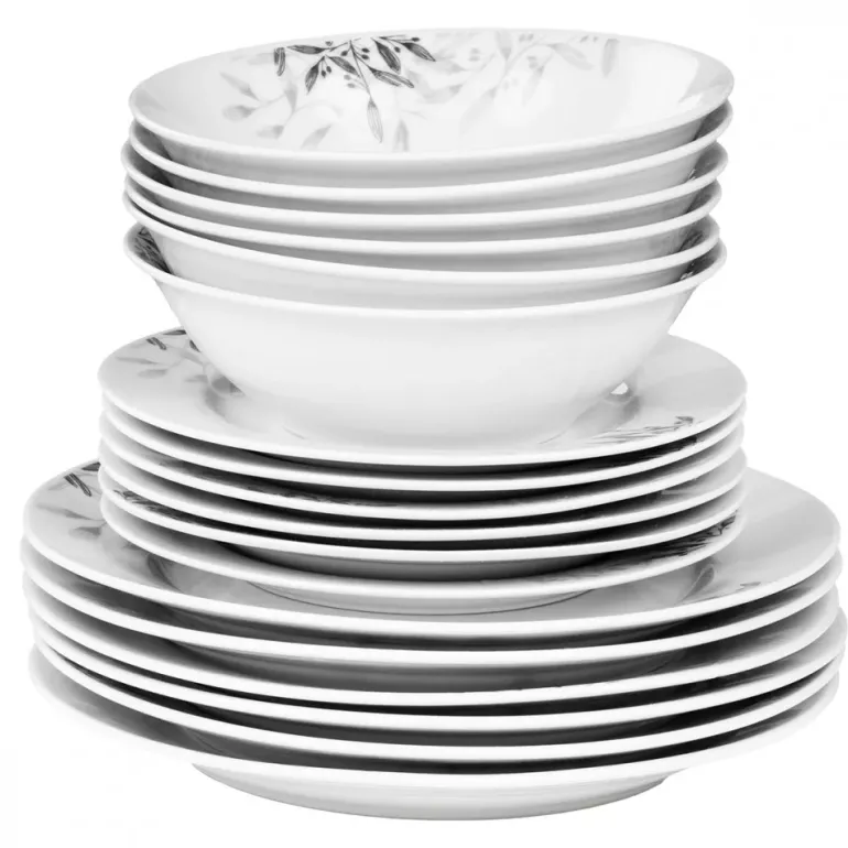 PRIMA DECO Komplet obiadowy 36 el dla 12 os NATURA / okrągły / porcelana