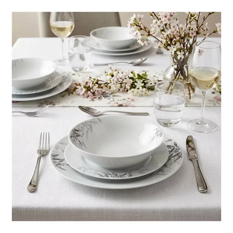 PRIMA DECO Komplet obiadowy 36 el dla 12 os NATURA / okrągły / porcelana