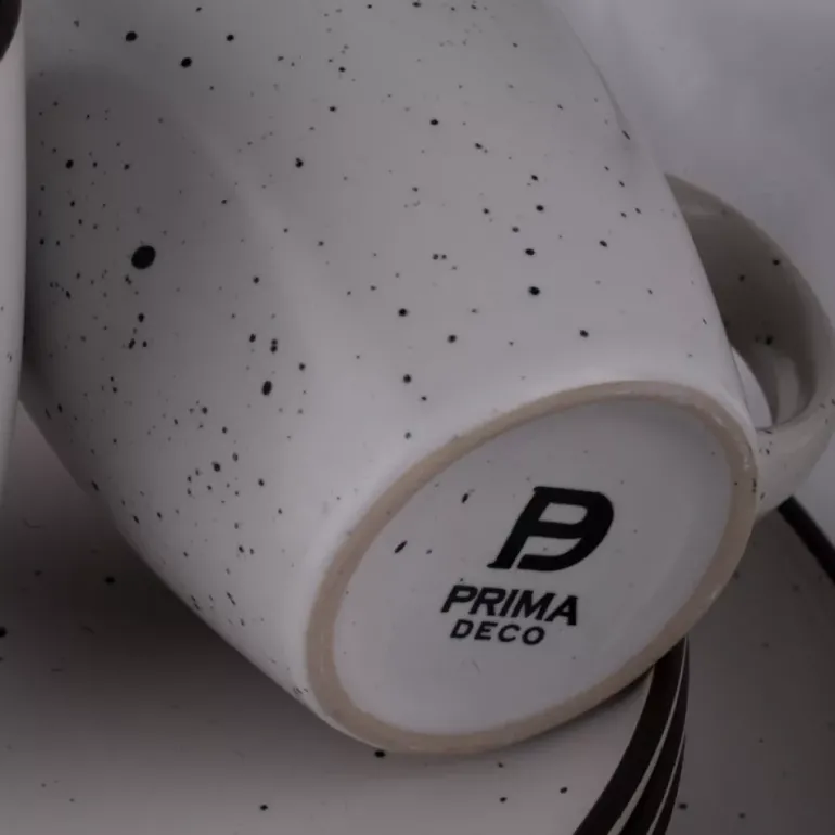 PRIMA DECO Komplet obiadowy 72 el dla 18 os / jasny szary / matowy / kamionka
