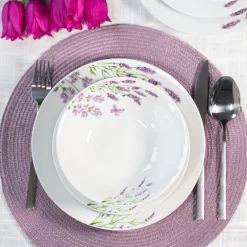 PRIMA DECO Komplet obiadowy 36 el dla 12 os LAWENDA / okrągły / porcelana