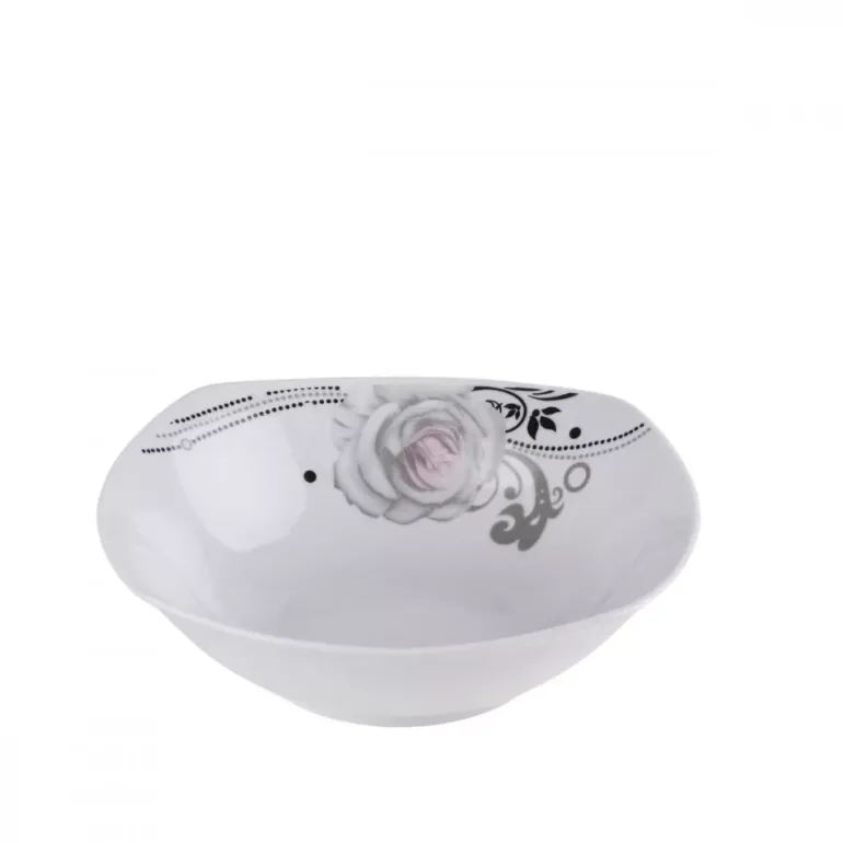 PRIMA DECO Komplet obiadowy 18 el dla 6 os SZARA RÓŻA / kwadratowy / porcelana