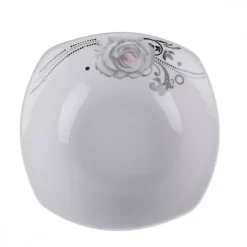 PRIMA DECO Komplet obiadowy 18 el dla 6 os SZARA RÓŻA / kwadratowy / porcelana