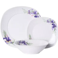 PRIMA DECO Komplet obiadowy 18 el dla 6 os IRYS / kwadratowy / porcelana