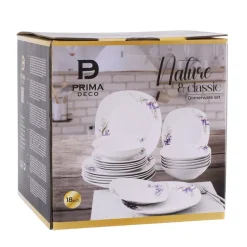 PRIMA DECO Komplet obiadowy 18 el dla 6 os IRYS / kwadratowy / porcelana