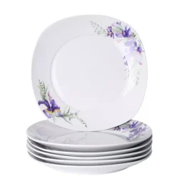 PRIMA DECO Komplet obiadowy 18 el dla 6 os IRYS / kwadratowy / porcelana