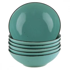 PRIMA DECO Komplet obiadowy 72 el dla 18 os / turkusowy / kamionka