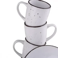 PRIMA DECO Komplet obiadowy 48 el dla 12 os biały / kamionka