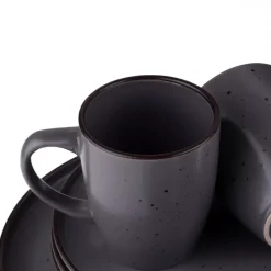 PRIMA DECO Komplet obiadowy 72 el dla 18 os / ciemny szary / matowy / kamionka