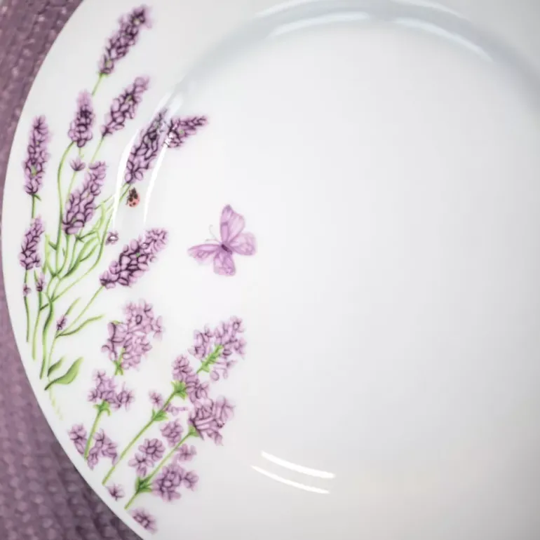 PRIMA DECO Komplet obiadowy 54 el dla 18 os LAWENDA / okrągły / porcelana
