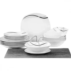PRIMA DECO Komplet obiadowy 54 el dla 18 os FALA / kwadratowy / porcelana