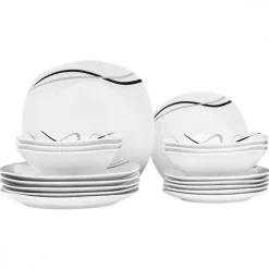 PRIMA DECO Komplet obiadowy 54 el dla 18 os FALA / kwadratowy / porcelana