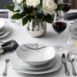 PRIMA DECO Komplet obiadowy 54 el dla 18 os FALA / kwadratowy / porcelana
