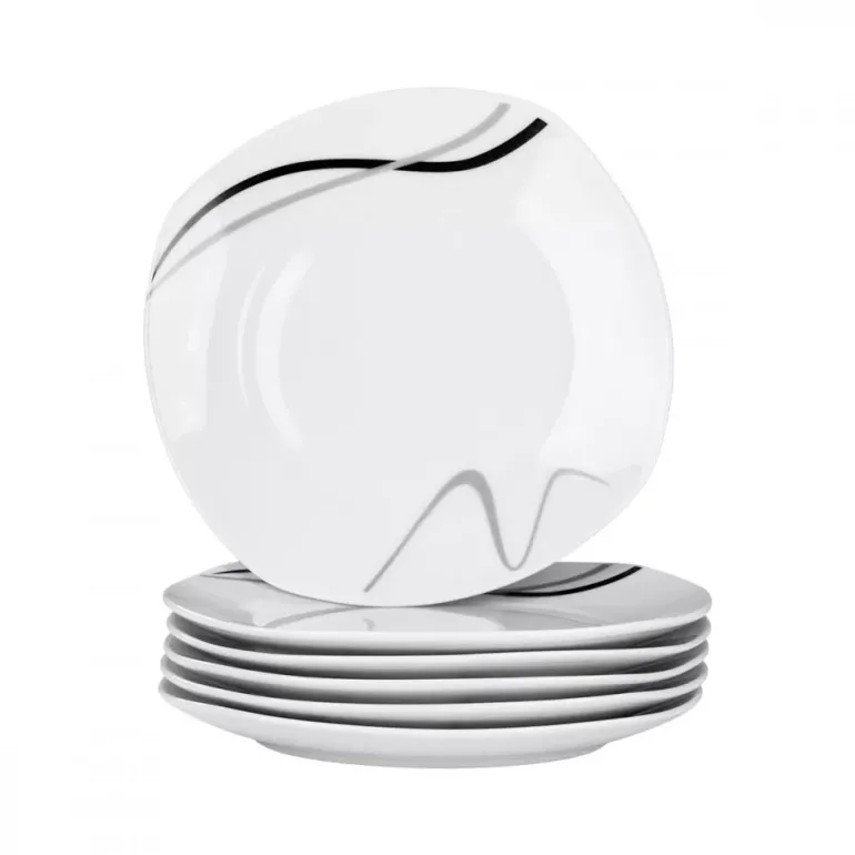 PRIMA DECO Komplet obiadowy 54 el dla 18 os FALA / kwadratowy / porcelana
