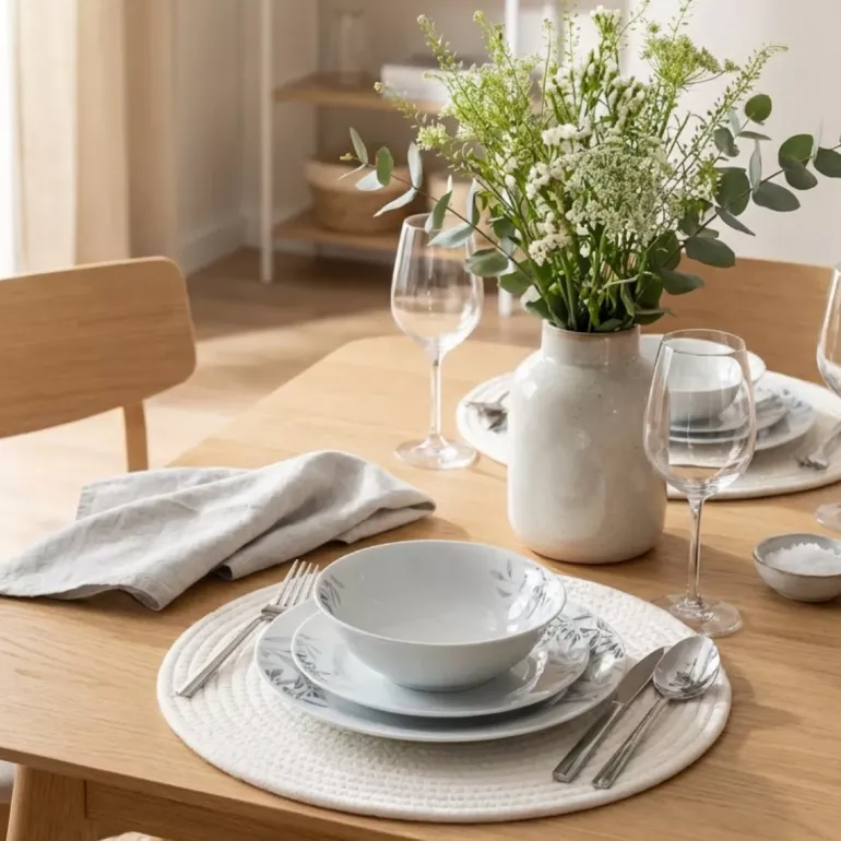 PRIMA DECO Komplet obiadowy 18 el dla 6 os NATURA / okrągły / porcelana