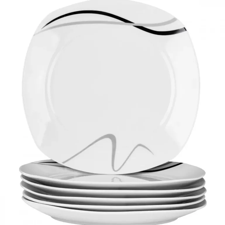 PRIMA DECO Komplet obiadowy 36 el dla 12 os FALA / kwadratowy / porcelana