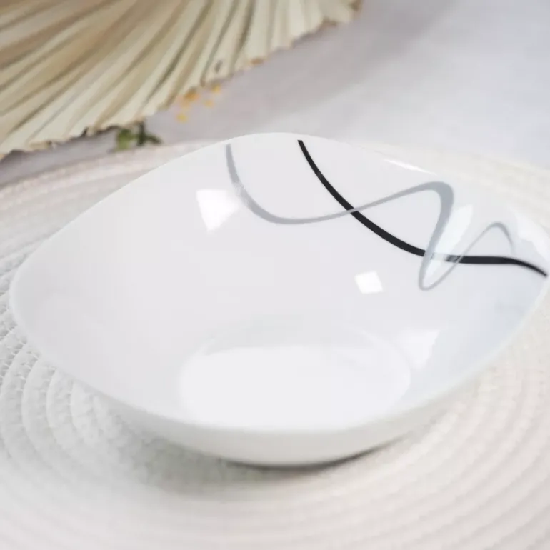 PRIMA DECO Komplet obiadowy 36 el dla 12 os FALA / kwadratowy / porcelana
