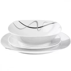 PRIMA DECO Komplet obiadowy 36 el dla 12 os FALA / kwadratowy / porcelana