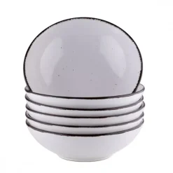 PRIMA DECO Komplet obiadowy 24 el dla 6 os biały / kamionka