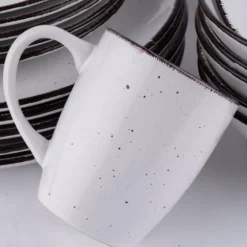 PRIMA DECO Komplet obiadowy 24 el dla 6 os biały / kamionka