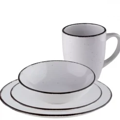 PRIMA DECO Komplet obiadowy 24 el dla 6 os biały / kamionka