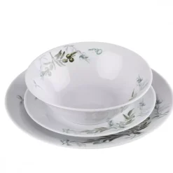 PRIMA DECO Komplet obiadowy 18 el 6 os Oliwka okrągły